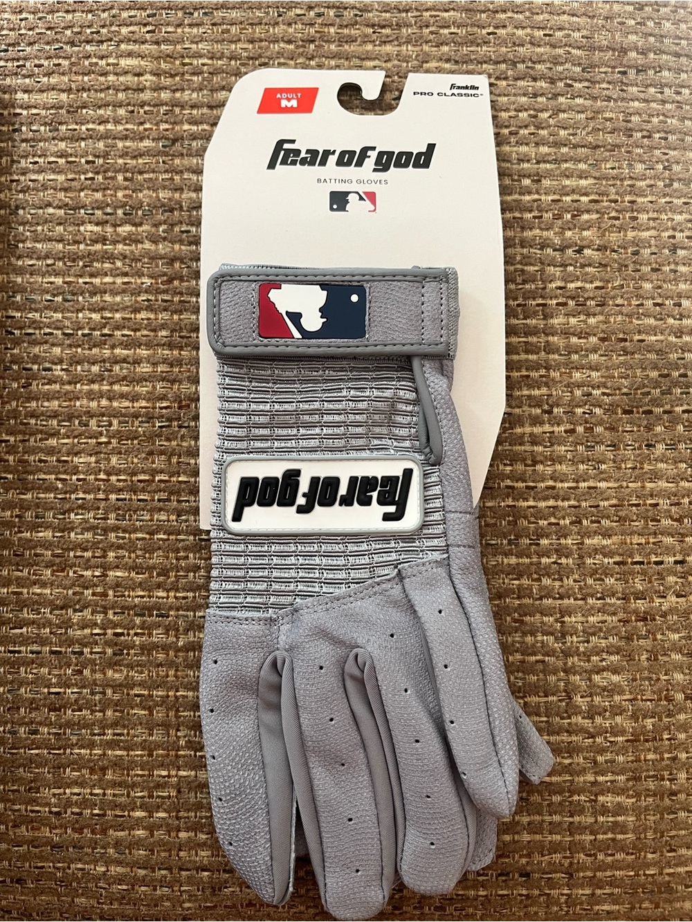 Fear of God Men’s Gray Batting Gloves with MLB Logo